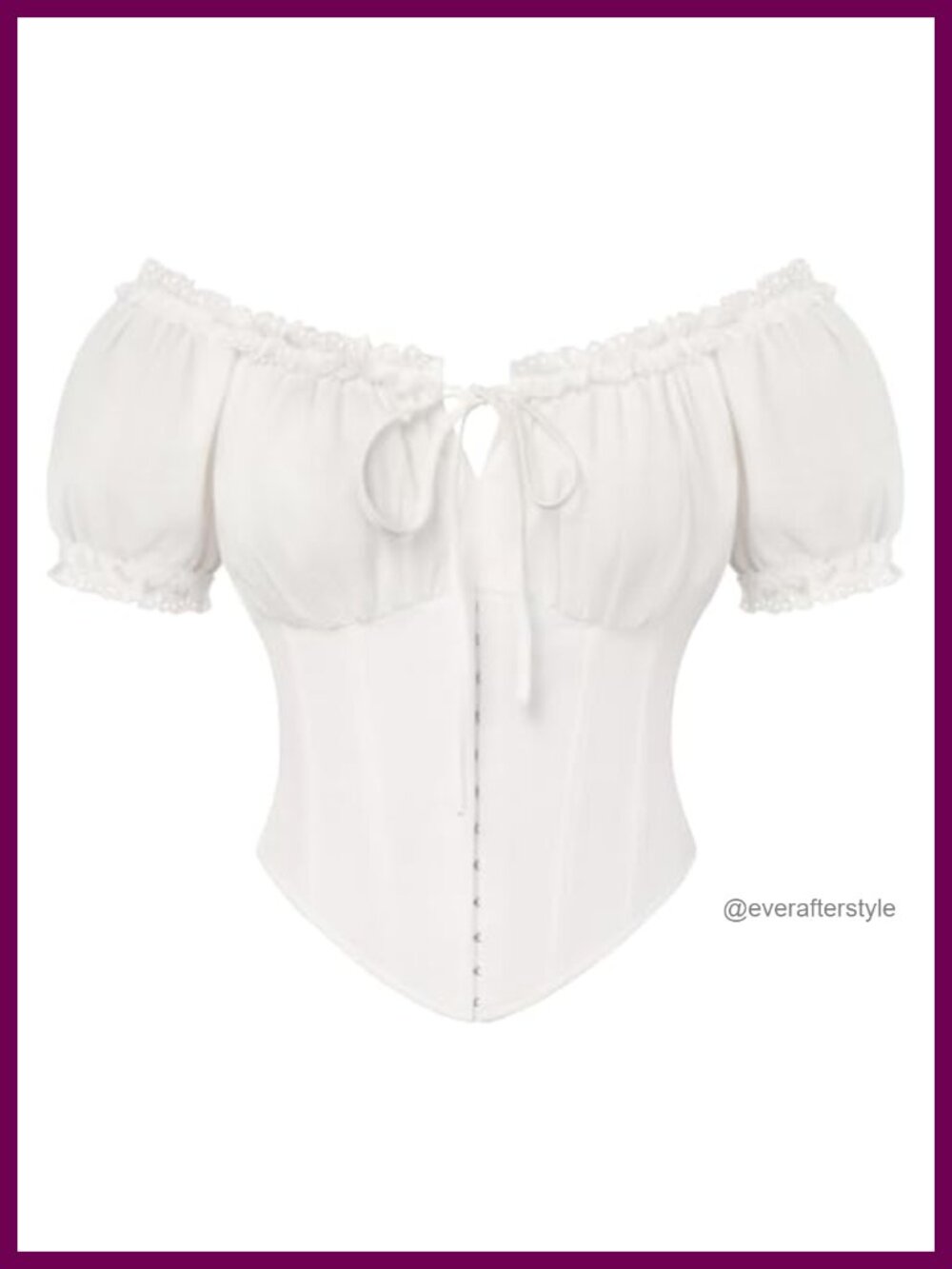 Cotton Renaissance Corset Top Off Shoulder Puff Sleeve Lace Up Blouse